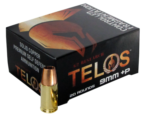 G2 Research G00619 Telos  9mmLuger+P 92gr Fracturing Copper Hollow Point 20 Per Box/25 Case                                                                                                             