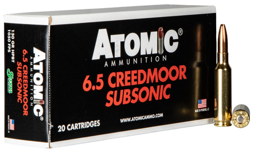 Atomic Ammunition 00476 Rifle Subsonic 6.5Creedmoor 130gr Sierra MatchKing BTHP 20 Per Box/10 Case                                                                                                      