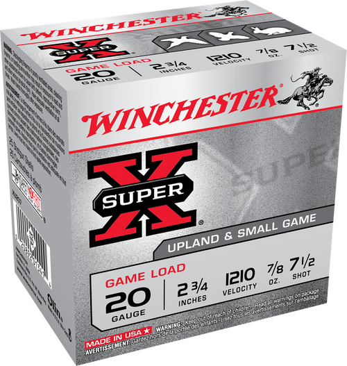 Winchester Ammo XU207 Super X Game Load 20Gauge 2.75" 7/8oz 7.5Shot 25 Per Box/10 Case                                                                                                                  