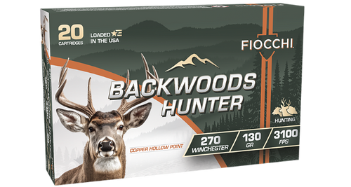 Fiocchi 270BHC Backwoods Hunter  270Win 130gr Copper Hollow Point 20 Per Box/10 Case                                                                                                                    