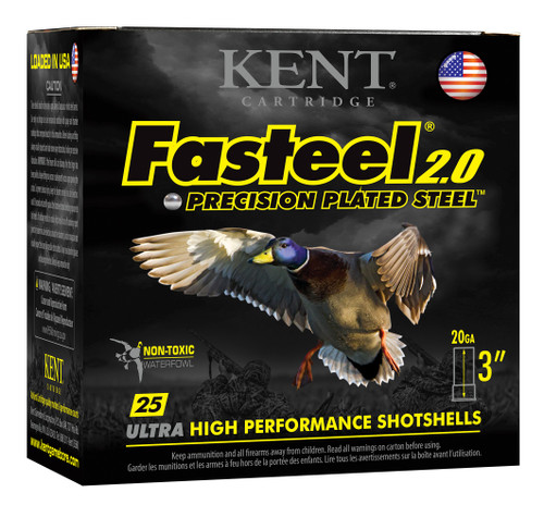 Kent Cartridge K203FS244 Fasteel 2.0  20 Gauge 3" 7/8 oz 4 Shot 25 Per Box/ 10 Case                                                                                                                     
