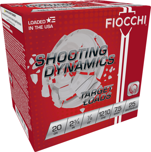Fiocchi 20SD75 Shooting Dynamics Target 20Gauge 2.75" 7/8oz 7.5Shot 25 Per Box/10 Case                                                                                                                  