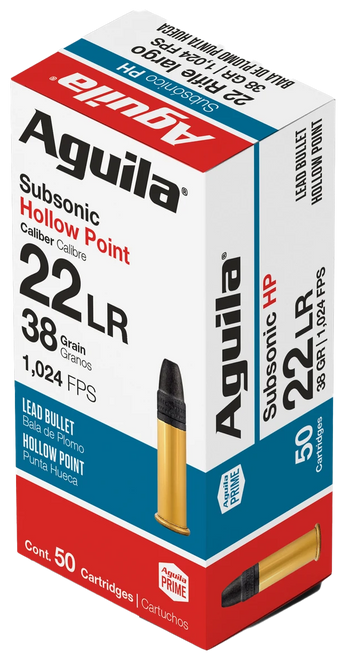 Aguila 1B220268 Subsonic  22LR 38gr Lead Hollow Point 50 Per Box/20 Case                                                                                                                                