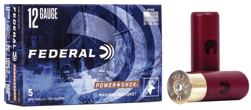 Federal F127000 Power-Shok Magnum 12Gauge 2.75" 8Pellets 000BuckShot 5 Per Box/50 Case                                                                                                                  