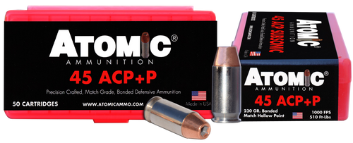 Atomic Ammunition 00433 Pistol Precision Craft 45ACP +P 230gr Bonded Match Hollow Point 50 Per Box/10 Case                                                                                              