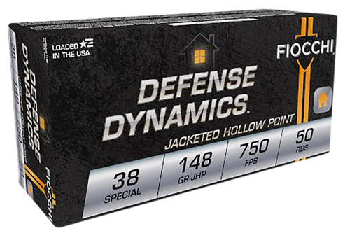 Fiocchi 38E Defense Dynamics  38Special 148gr Jacketed Hollow Point 50 Per Box/20 Case                                                                                                                  