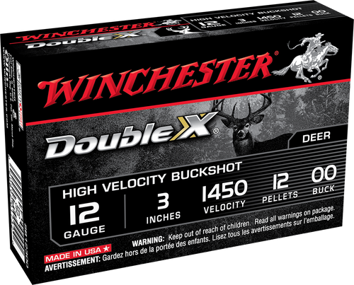 Winchester Ammo SB12300 Double X High Velocity 12Gauge 3" 12Pellets 00Buck Shot 5 Per Box/50 Case                                                                                                       