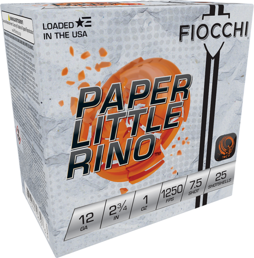 Fiocchi 12FPTX75 Paper Little Rino Extrema 12Gauge 2.75" 1oz 7.5Shot 25 Per Box/10 Case                                                                                                                 
