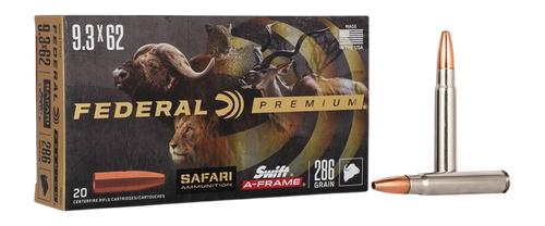 Federal P9362SA Premium Safari Cape-Shok 9.3mmx62Mauser 286gr Swift A Frame 20 Per Box/10 Case                                                                                                          