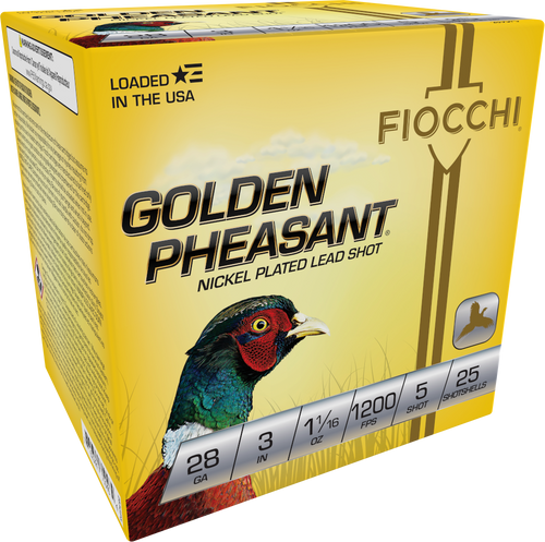 Fiocchi 283GP5 Golden Pheasant Extrema 28Gauge 3" 1 1/16oz 5Shot 25 Per Box/10 Case                                                                                                                     
