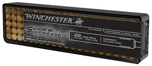 Winchester Ammo SUP22LRHP Super Suppressed  22LR 40gr Lead Hollow Point 100 Per Box/20 Case                                                                                                             