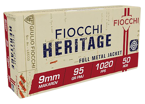 Fiocchi 9MAK Heritage  9mmMakarov 95gr Full Metal Jacket 50 Per Box/20 Case                                                                                                                             