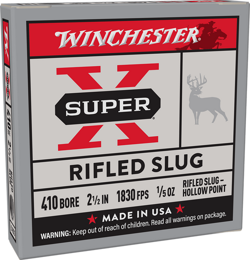 Winchester Ammo X41RS5 Super X  410Gauge 2.50" 1/5oz Rifled Slug Shot 5 Per Box/50 Case                                                                                                                 