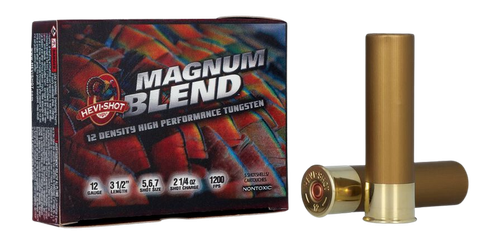 HEVI-Shot HS41205 Magnum Blend  12Gauge 3.50" 2 1/4oz Tungsten 5/6/7Shot 5 Per Box/10 Case                                                                                                              