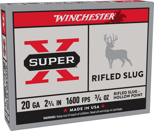 Winchester Ammo X20RSM5 Super X  20Gauge 2.75" 3/4oz Rifled Slug Shot 5 Per Box/50 Case                                                                                                                 