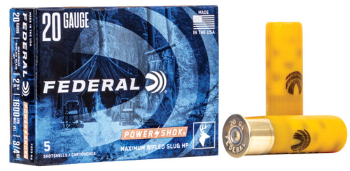 Federal F203RS Power-Shok  20Gauge 2.75" 3/4oz Rifled SlugShot 5 Per Box/50 Case                                                                                                                        