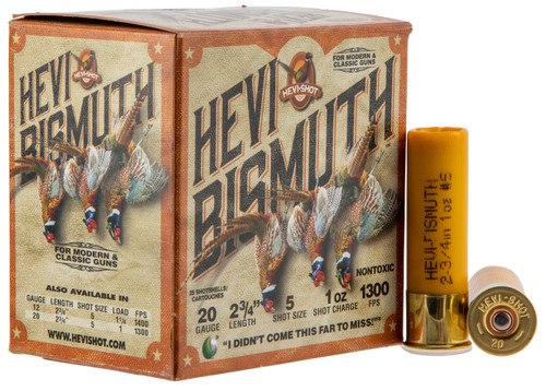 HEVI-Shot HS17715 HEVI-Bismuth Upland 20Gauge 2.75" 1oz Bismuth 5Shot 25 Per Box/10 Case                                                                                                                