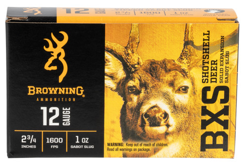 Browning Ammo B193111221 BXS Shotshell Deer 12Gauge 2.75" 1oz Sabot Slug Shot 5 Per Box/20 Case                                                                                                         