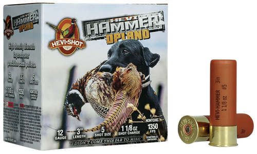 HEVI-Shot HS29125 HEVI-Hammer Upland 12Gauge 3" 1 1/8oz Steel/Bismuth 5Shot 25 Per Box/10 Case                                                                                                          