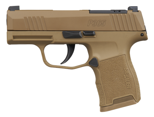 Sig Sauer 3659CXR3P P365 Compact 9mm Luger 10+1 3.10" Black DLC Barrel, Coyote Cerakote Stainless Steel Optic Ready/Serrated Slide & Frame w/Accessory Rail, Polymer Grip, SIG-LOC Footprint            
