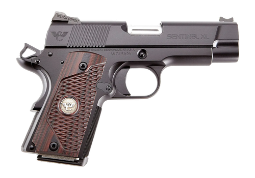 Wilson Combat SENXLSEN9 eXperior Sentinel XL 9mm Luger 8+1 4" Stainless Match Grade Barrel, Black Armor-Tuff Carbon Steel Serrated Slide, Black Armor-Tuff Aluminum Frame w/Beavertail, Black G10 Grip  