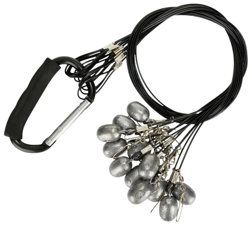 Drake Waterfowl DA9000072006 Texas Rig Package Set 72" Black Coated Steel Wire, 6 oz Lead Weight, Metal Cable Crimps, Includes Carabiner (12 Pack)                                                      
