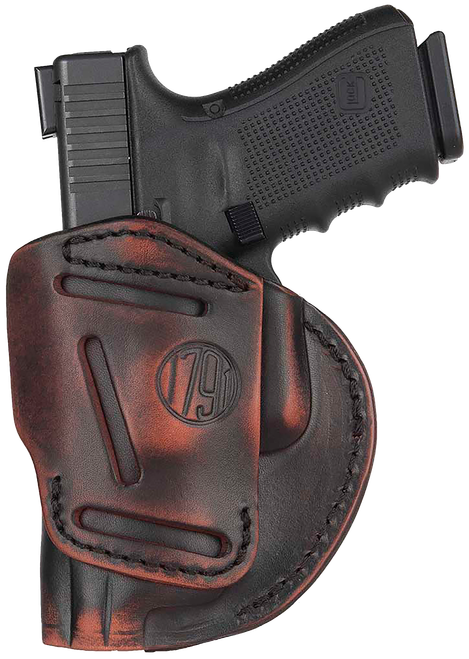 1791 Gunleather 4WH5VTGR 4-Way  IWB/OWB Size 05 Vintage Leather Belt Clip Compatible w/Glock 17/Springfield XD/S&W M&P/HK VP9 Right Hand                                                                