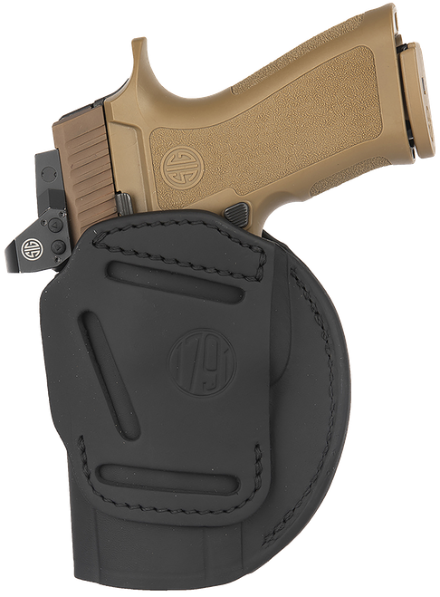1791 Gunleather 4WH6SBLR 4-Way  IWB/OWB Size 06 Black Leather Belt Clip Compatible w/ Springfield XDM/Glock 20 Right Hand                                                                               