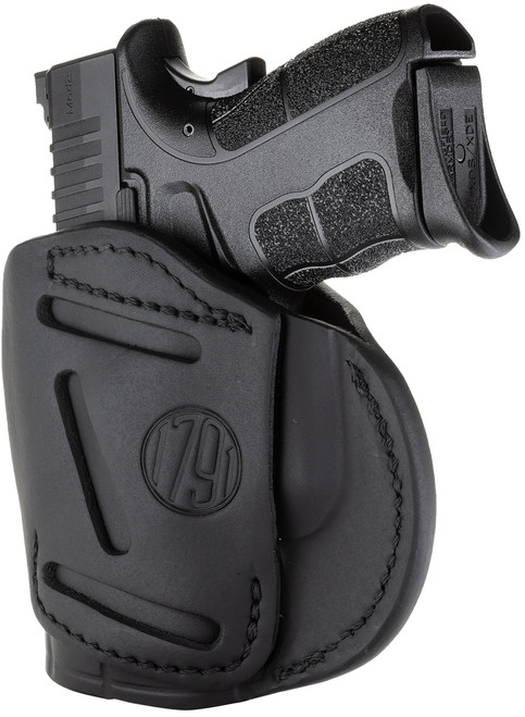 1791 Gunleather 4WH4SBLR 4-Way  IWB/OWB Size 04 Stealth Black Leather Belt Clip Compatible w/Glock 26/Springfield XD/XDS/S&W M&P Shield Plus Right Hand                                                 