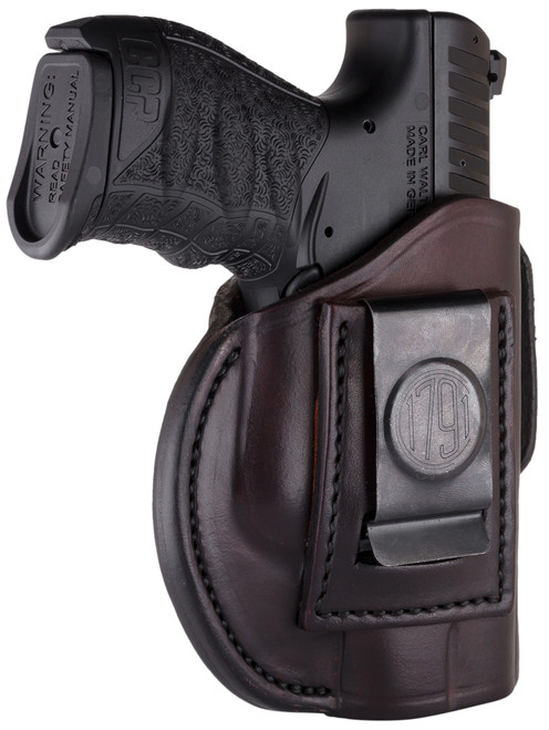 1791 Gunleather 4WH3SBRR 4-Way  IWB/OWB Size 03 Signature Brown Leather Belt Clip Compatible w/Glock 26/Ruger LC9/S&W M&P Shield/2.0 9/40 Right Hand                                                    