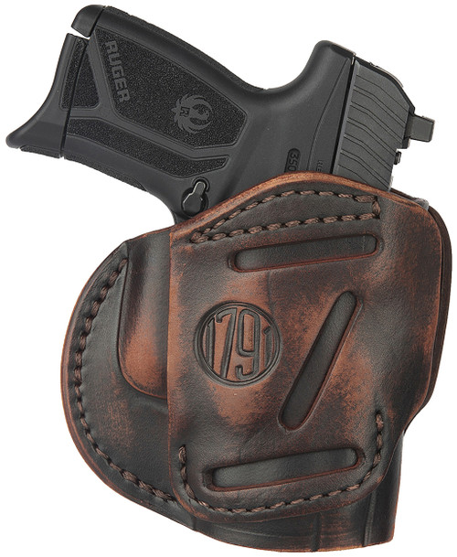 1791 Gunleather 3WH4VTGA 3-Way  IWB/OWB Size 04 Vintage Leather Belt Loop Fits Springfield XD Fits Walther PPS Fits Springfield XDS Fits Taurus G2C Ambidextrous Hand                                   