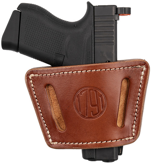 1791 Gunleather UIWCBRA UIW  IWB/OWB Classic Brown Leather Belt Clip Fits Most Small-Mid Frame Autos Ambidextrous                                                                                       