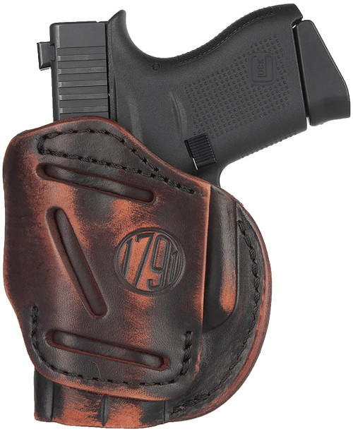 1791 Gunleather 4WH2VTGR 4-Way  IWB/OWB Size 02 Vintage Leather Belt Clip Fits S&W M&P Bodyguard Right Hand                                                                                             