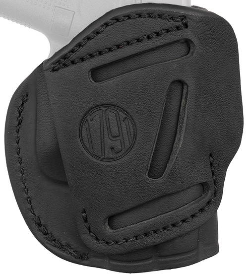 1791 Gunleather 4WH2SBLL 4-Way  IWB/OWB Size 02 Stealth Black Leather Belt Clip Compatible w/Ruger LCP/S&W Bodyguard/Glock 42/43/43X Left Hand                                                          
