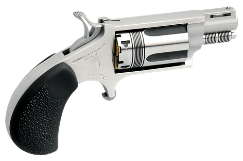 North American Arms 22MSTW Wasp Snub Nose 22 WMR 5 Shot 1.13" Stainless Steel Vent Rib Barrel, Stainless Steel Frame & Cylinder, Black Pebbled Rubber Grip, Exposed Hammer                              