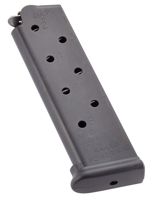 CMC Products MRPM45FS8B Power Mag Railed 8rd 45 ACP Fits 1911 Government Black Stainless Steel                                                                                                          