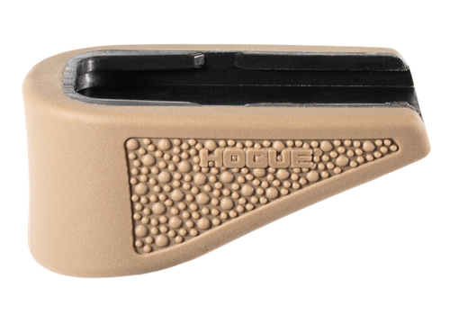 Hogue 18233  Extension Base Pad Fits Glock 43 Compatible w/ 6rd Magazine FDE Overmolded Rubber                                                                                                          