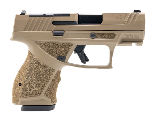 Taurus 1-TX9SC431-MF TX9 Compact 9mm Luger 13+1 3.40" Matte Black Barrel, Flat Dark Earth Alloy Steel Optic Ready Slide, Flat Dark Earth Stainless Steel Frame w/Picatinny Rail, Interchangeable Backstr