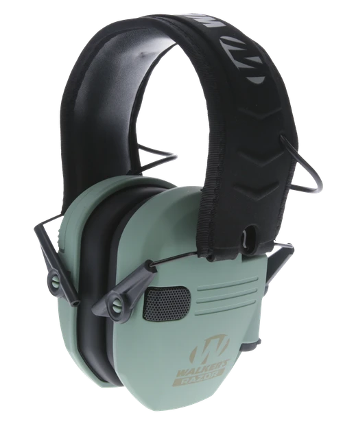 Walker's GWPRSEMSGN Razor Slim Electronic Muff 23 dB Over the Head Sage Green/Black Polymer                                                                                                             