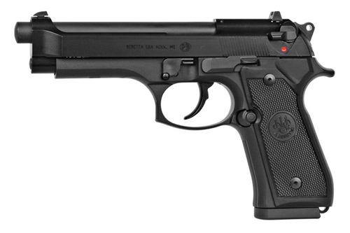 Beretta USA J90A1M9F18 M9  Full Size Frame 22 LR 10+1, 5.30" Black Steel Barrel, Black Bruniton Serrated Slide, Black Aluminum Frame w/Beavertail, Ambidextrous                                         