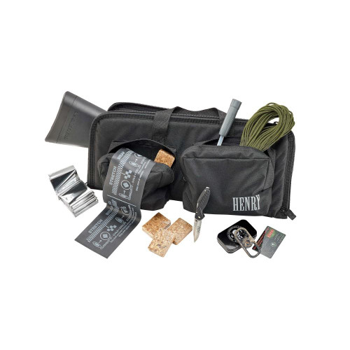 Henry Survival Rifle Survival Pack .22 LR 8rd Magazines (2) 16.125" Barrel Black with Bag Fire Steel Life Straw Folding Knife Henry Survival Rifle Survival Pack .22 LR 8rd Magazines (2) 16.125" Barrel Black with Bag Fire Steel Life Straw Folding Knife