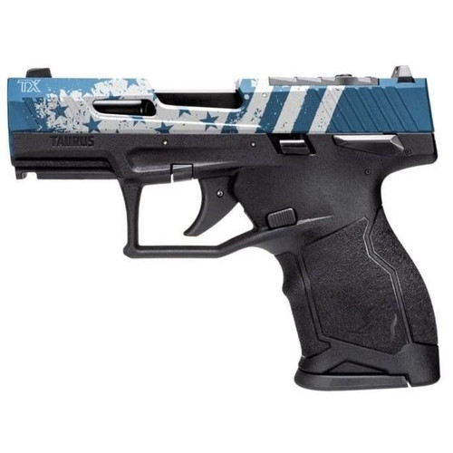 Taurus TX 22 Handgun 22LR 10rd Magazines (2) 3.6" Barrel Black with Blue US Flag Slide Taurus TX 22 Handgun 22LR 10rd Magazines (2) 3.6" Barrel Black with Blue US Flag Slide