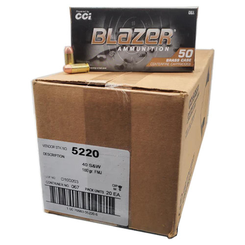 BLAZER 40 S&W - BRASS 180GR FMJ AMMO 1000RD CASE