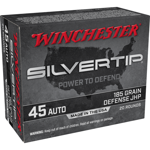 Winchester Silvertip Handgun Ammunition .45 ACP 185 gr. JHP 1000 fps 20/ct Winchester Silvertip Handgun Ammunition .45 ACP 185 gr. JHP 1000 fps 20/ct