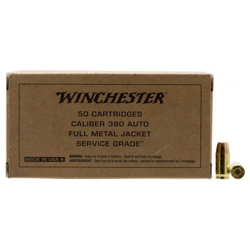 Winchester Service Grade Ammunition 380 Auto 95 gr. FMJ 955 fps 50/ct Winchester Service Grade Ammunition 380 Auto 95 gr. FMJ 955 fps 50/ct