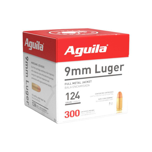 Aguila Handgun Ammuntion 9mm Luger 124 gr FMJ 1115 fps 300/ct