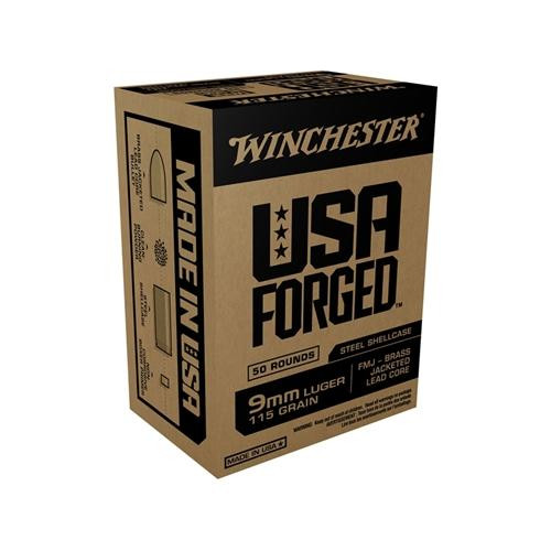 Winchester USA Forged- Steel Case Handgun Ammunition 9mm Luger 115 gr. FMJ 1190 fps 50/ct Winchester USA Forged- Steel Case Handgun Ammunition 9mm Luger 115 gr. FMJ 1190 fps 50/ct