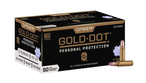 Speer Gold Dot Handgun Ammunition 5.7X28mm 40gr HP 50/ct Speer Gold Dot Handgun Ammunition 5.7X28mm 40gr HP 50/ct