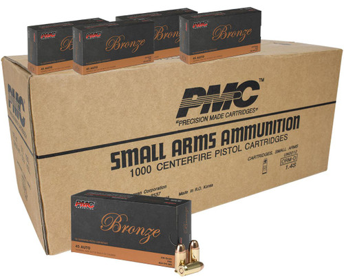 PMC Bronze .45 ACP Handgun Ammunition 230 gr FMJ 830 fps 1000/ct