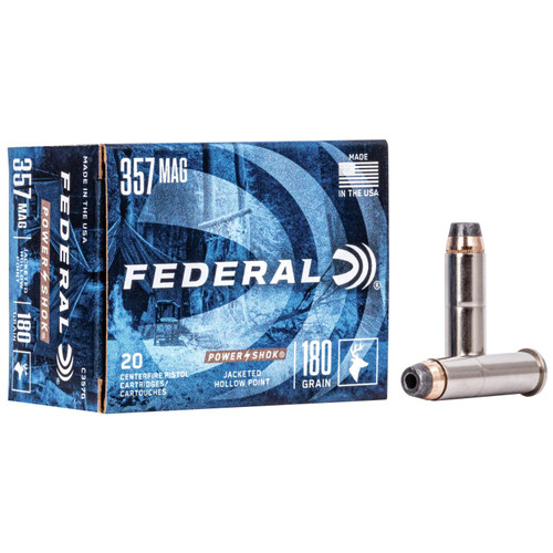Federal Power-Shok Handgun Ammunition .357 Mag 180 gr JHP 1080 fps 20/box Federal Power-Shok Handgun Ammunition .357 Mag 180 gr JHP 1080 fps 20/box